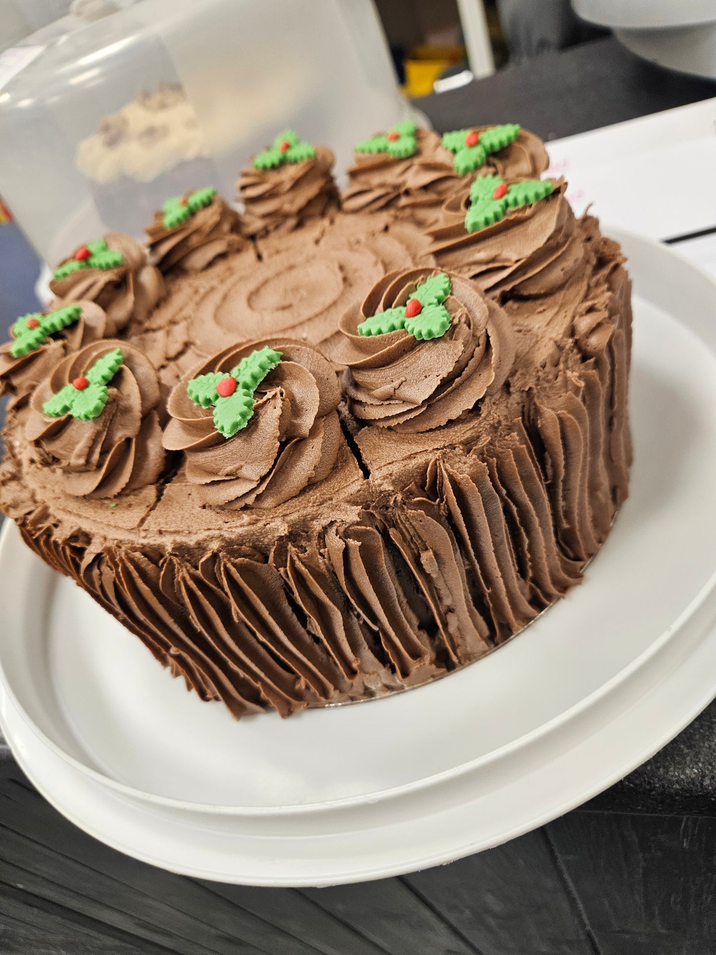 Yule log style chocolate sponge